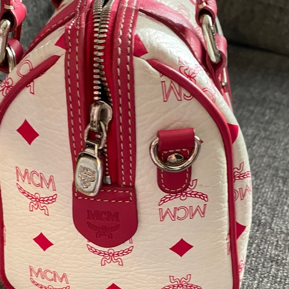 Authentic MCM Mini White and Red Satchel Bag - Picture 9 of 12